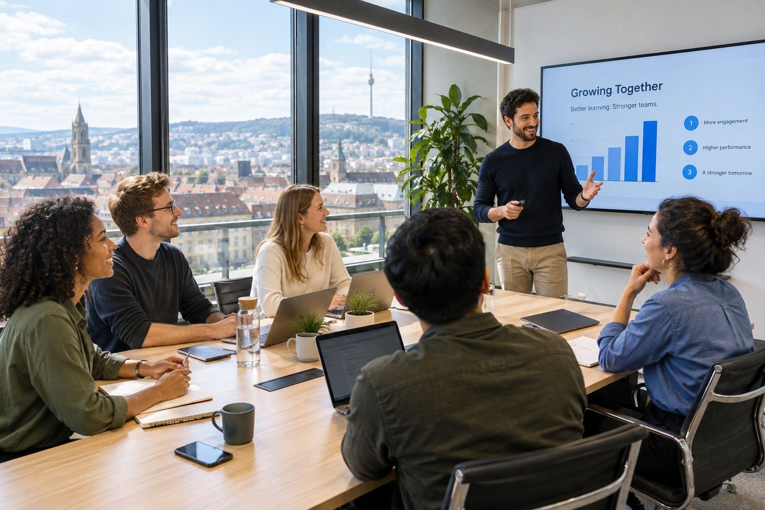 Colleagues in a modern office meeting